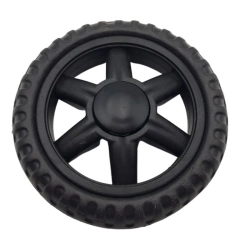 Kółko 14cm do wózka na zakupy, na oś 8mm, piankowe, CZARNE