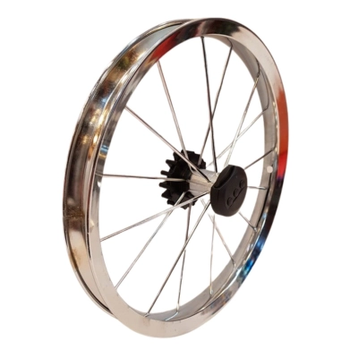 Obręcz CHROM do wózka 14 cali (14x1 3/8 x1 5/8) ROAN MARITA z ZĘBATKĄ