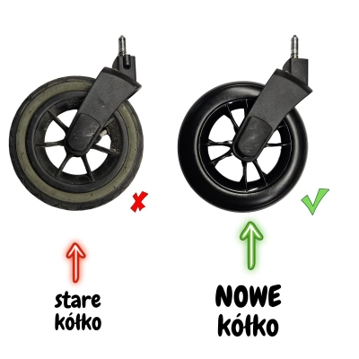 Wymiana kół w wózku EASY-GO | 2x kółka żelowe polskie | wysyłkowa w obie strony
