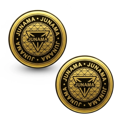 Naklejki na FOTELIK COSMO od Junama, emblematy ZŁOTE 55mm - kpl 2 sztuki