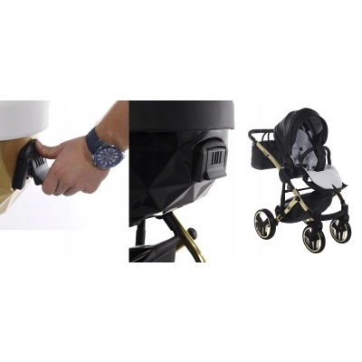 JUNAMA DIAMOND S-LINE V3 wózek dziecięcy 2w1 + AKCESORIA / 01 BLACK SILVER