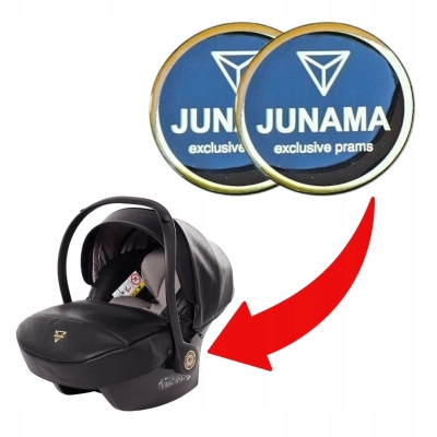 Naklejki na FOTELIK JUNAMA, emblematy ZŁOTE śr.4cm - kpl 2 sztuki