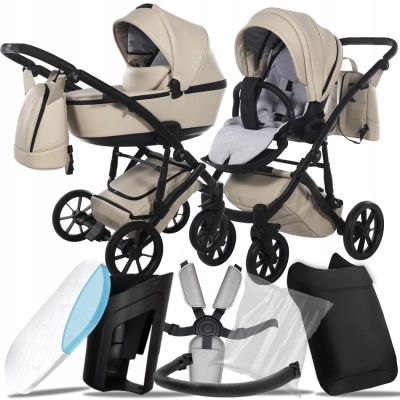 WÓZEK JUNAMA 2W1 SPACE EKO 02 I + AKCESORIA Wózek dziecięcy beige
