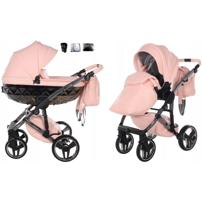 JUNAMA HAND CRAFT WÓZEK DZIECIĘCY 2W1 Z AKCESORIAMI - KOLOR 02 SALMON