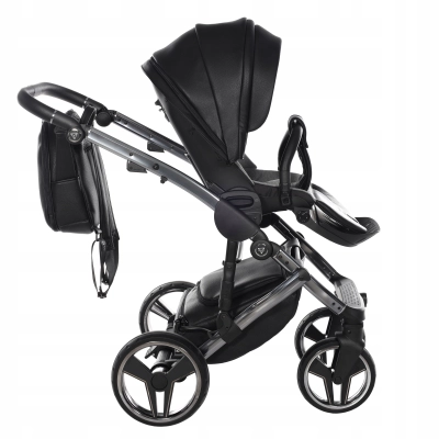 JUNAMA HANDCRAFT WÓZEK DZIECIĘCY 2W1 Z AKCESORIAMI - KOLOR 04 BLACK/BLACK