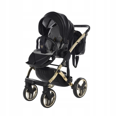 JUNAMA HAND CRAFT WÓZEK DZIECIĘCY 2W1 Z AKCESORIAMI - KOLOR 05 BLACK/GOLD