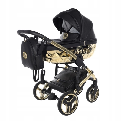 JUNAMA HAND CRAFT WÓZEK DZIECIĘCY 2W1 Z AKCESORIAMI - KOLOR 05 BLACK/GOLD