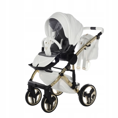 JUNAMA HAND CRAFT WÓZEK DZIECIĘCY 2W1 Z AKCESORIAMI - KOLOR 08 white/gold