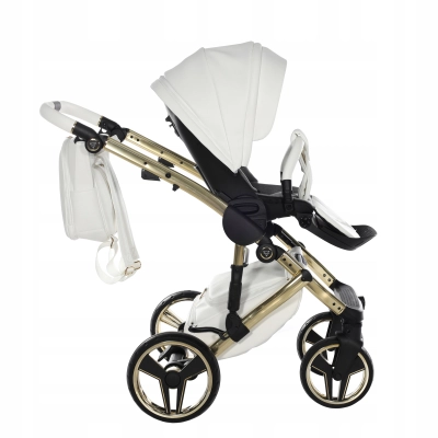 JUNAMA HAND CRAFT WÓZEK DZIECIĘCY 2W1 Z AKCESORIAMI - KOLOR 08 white/gold