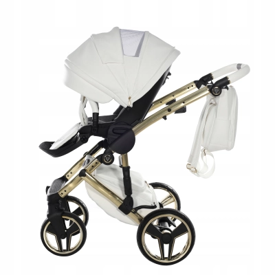 JUNAMA HAND CRAFT WÓZEK DZIECIĘCY 2W1 Z AKCESORIAMI - KOLOR 08 white/gold