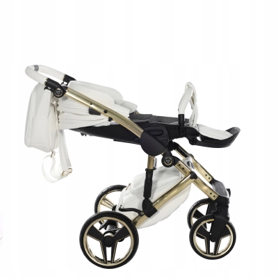 JUNAMA HAND CRAFT WÓZEK DZIECIĘCY 2W1 Z AKCESORIAMI - KOLOR 08 white/gold