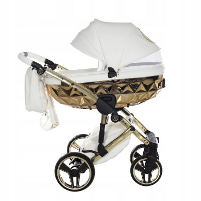JUNAMA HAND CRAFT WÓZEK DZIECIĘCY 2W1 Z AKCESORIAMI - KOLOR 08 white/gold