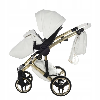 JUNAMA HAND CRAFT WÓZEK DZIECIĘCY 2W1 Z AKCESORIAMI - KOLOR 08 white/gold