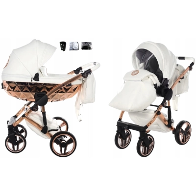 JUNAMA HAND CRAFT WÓZEK DZIECIĘCY 2W1 Z AKCESORIAMI - KOLOR 09 WHITE/COPER