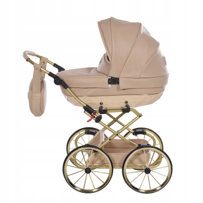 Junama Candy MINI 05 Wózek lalkowy BEŻ dla Dziewczynek RETRO Duże Koła