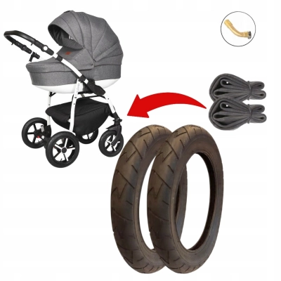 2x opona + 2x dętka 10 cali do wózka Baby Merc – gięty wentyl