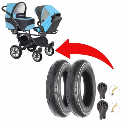 Baby Active Twinni | Opony 10” z białą linią + dętki | przód