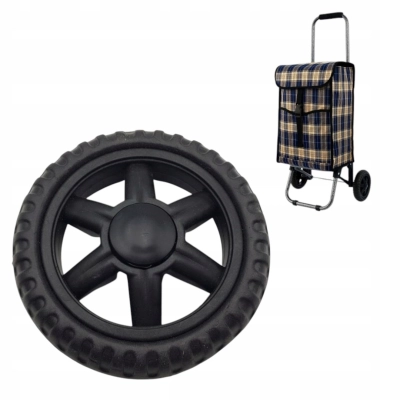 Komplet 2 kółek piankowych 14 cm | czarne | do wózka zakupowego | oś 8 mm